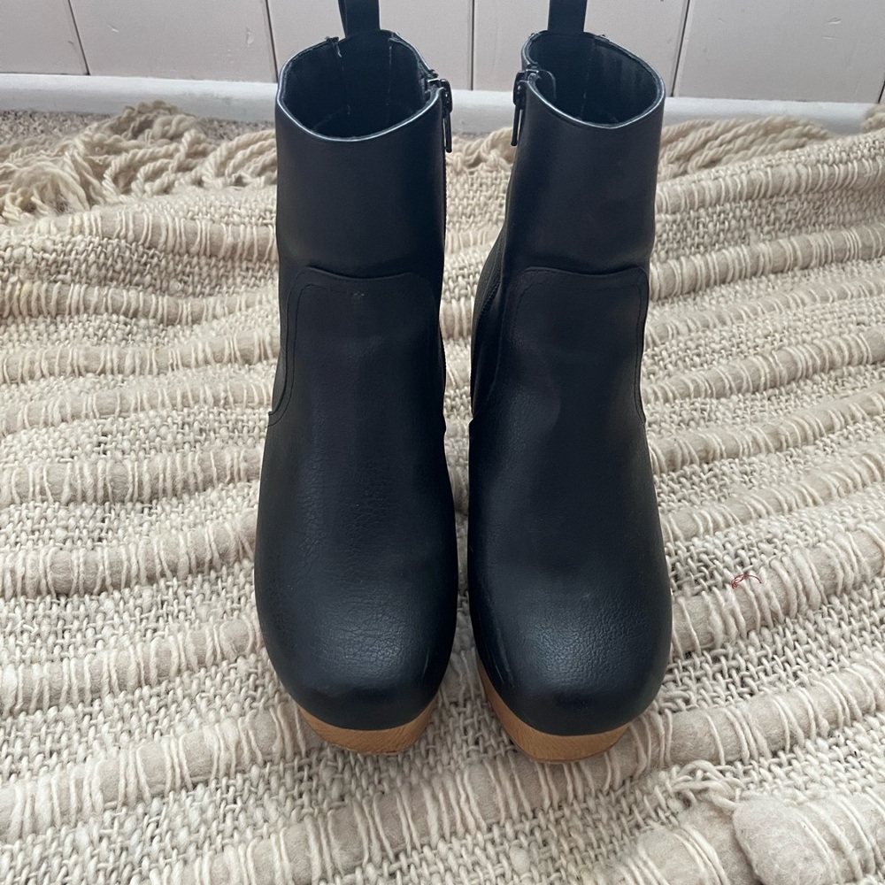Black Platform Ankle Boots, Size 8